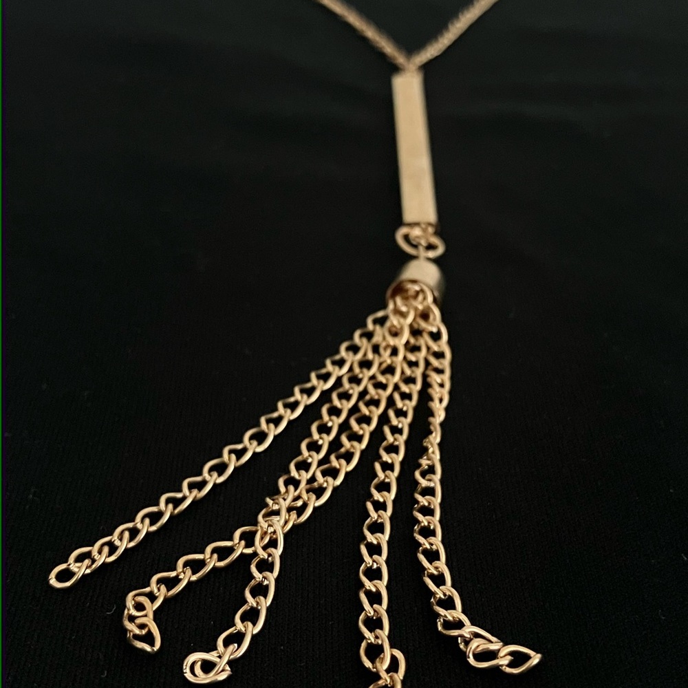 Gold Chain Tassel Necklace